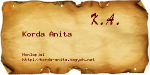 Korda Anita névjegykártya